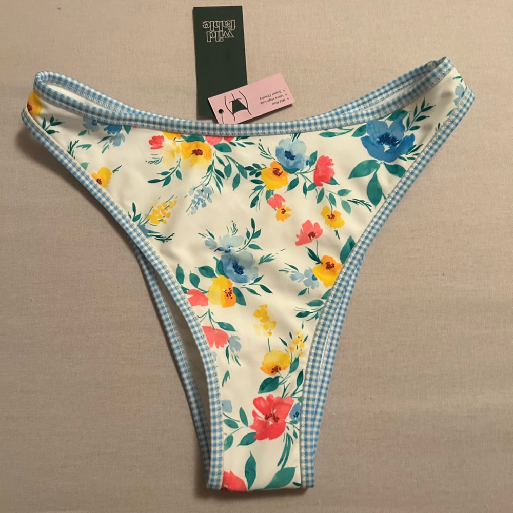 Cottagecore Floral Gingham‎ Mix & Match Bikini Bottom S Wild Fable NWT